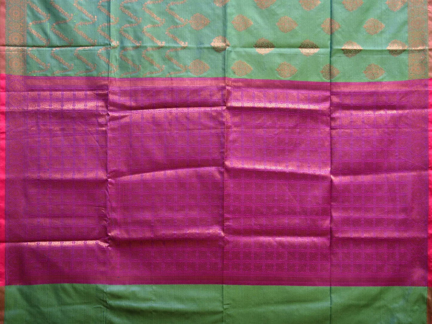 Pink and Pista Katan Silk Saree with Border and Body Butta Design b0063ds
