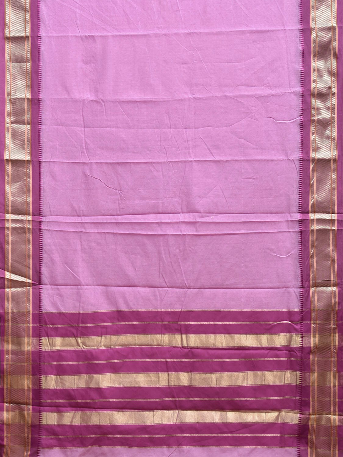 Pink and Purple Bamboo Cotton Plain Saree with Contrast Pallu Design No Blouse bc0652