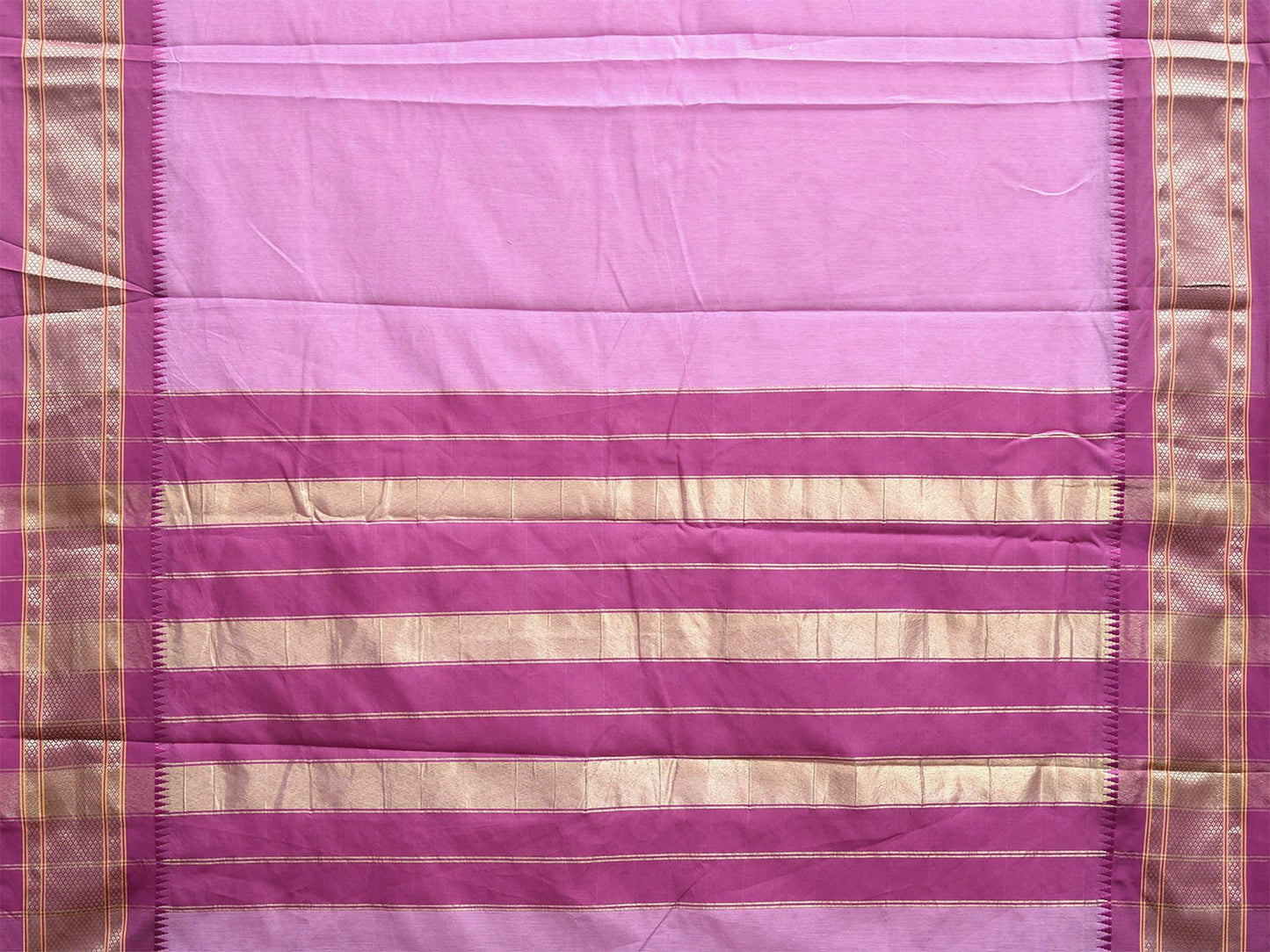 Pink and Purple Bamboo Cotton Plain Saree with Contrast Pallu Design No Blouse bc0652
