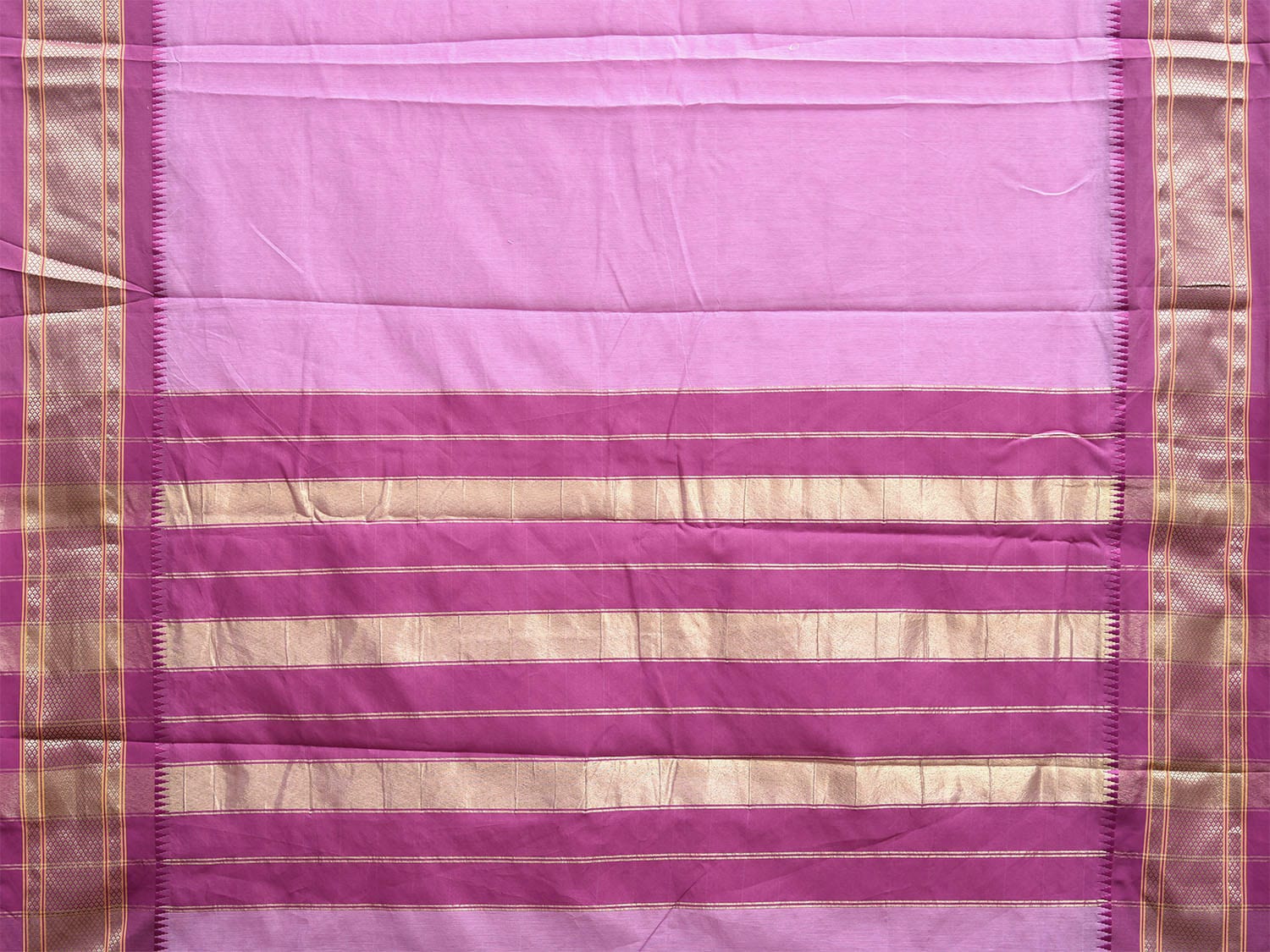 Pink and Purple Bamboo Cotton Plain Saree with Contrast Pallu Design No Blouse bc0652