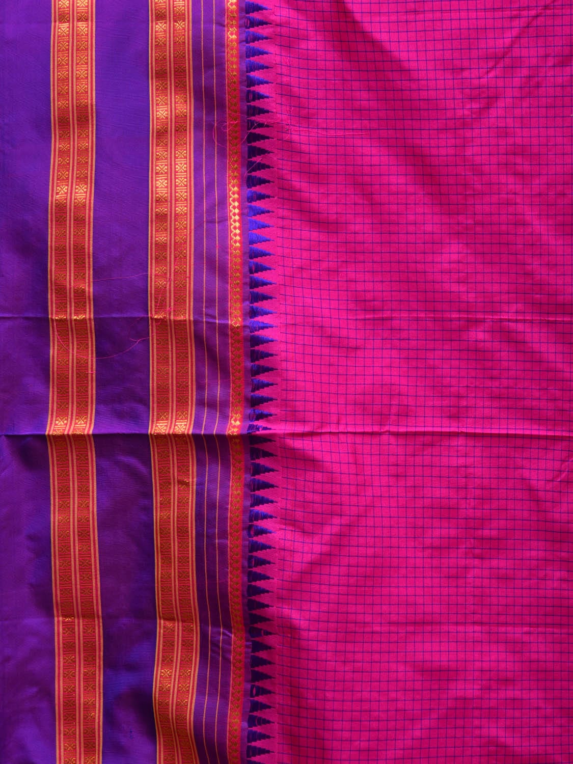 Pink and Purple Narayanpet Silk Handloom Plain Saree with Traditional Border Design No Blouse np0583