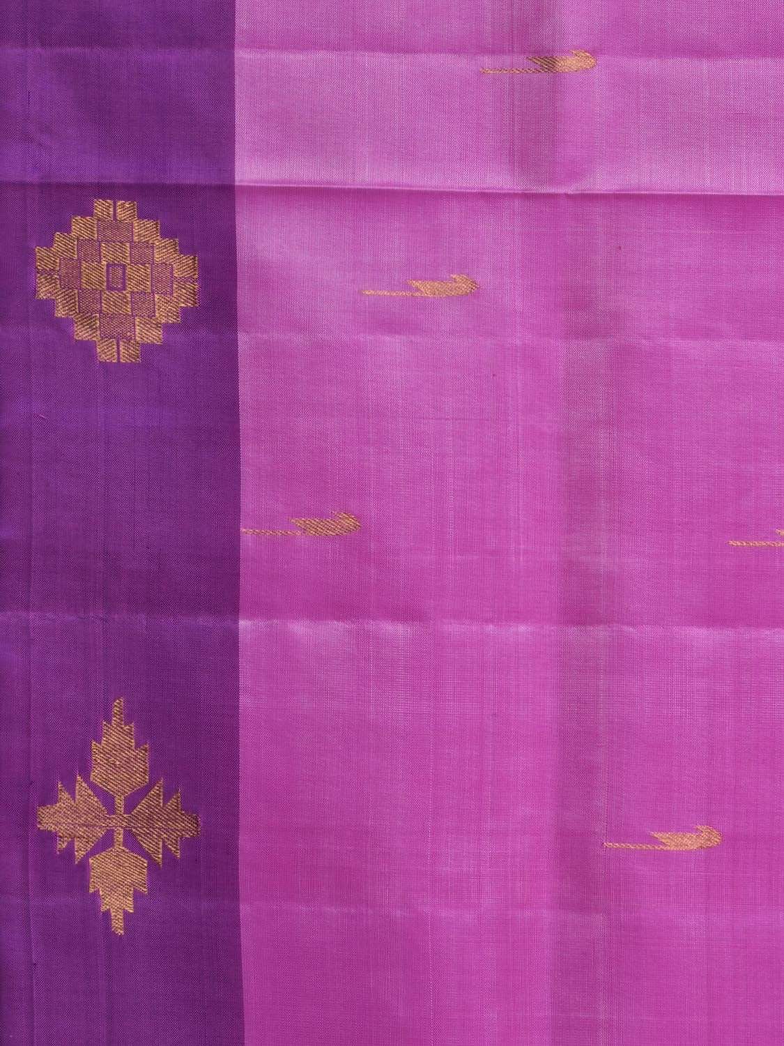 Pink and Purple Silk Handloom Saree with One Side Border and Pallu Design o0267