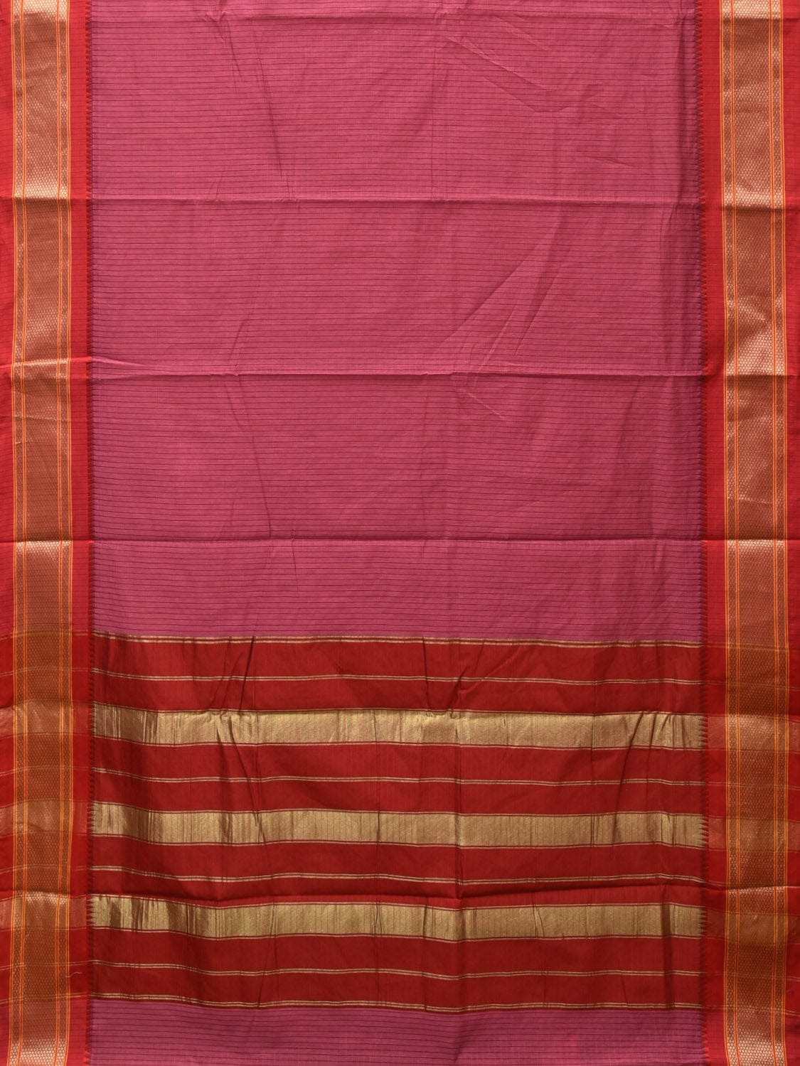 Pink and Red Bamboo Cotton Saree with Checks Design No Blouse bc0252