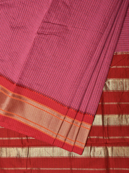 Pink and Red Bamboo Cotton Saree with Checks Design No Blouse bc0252