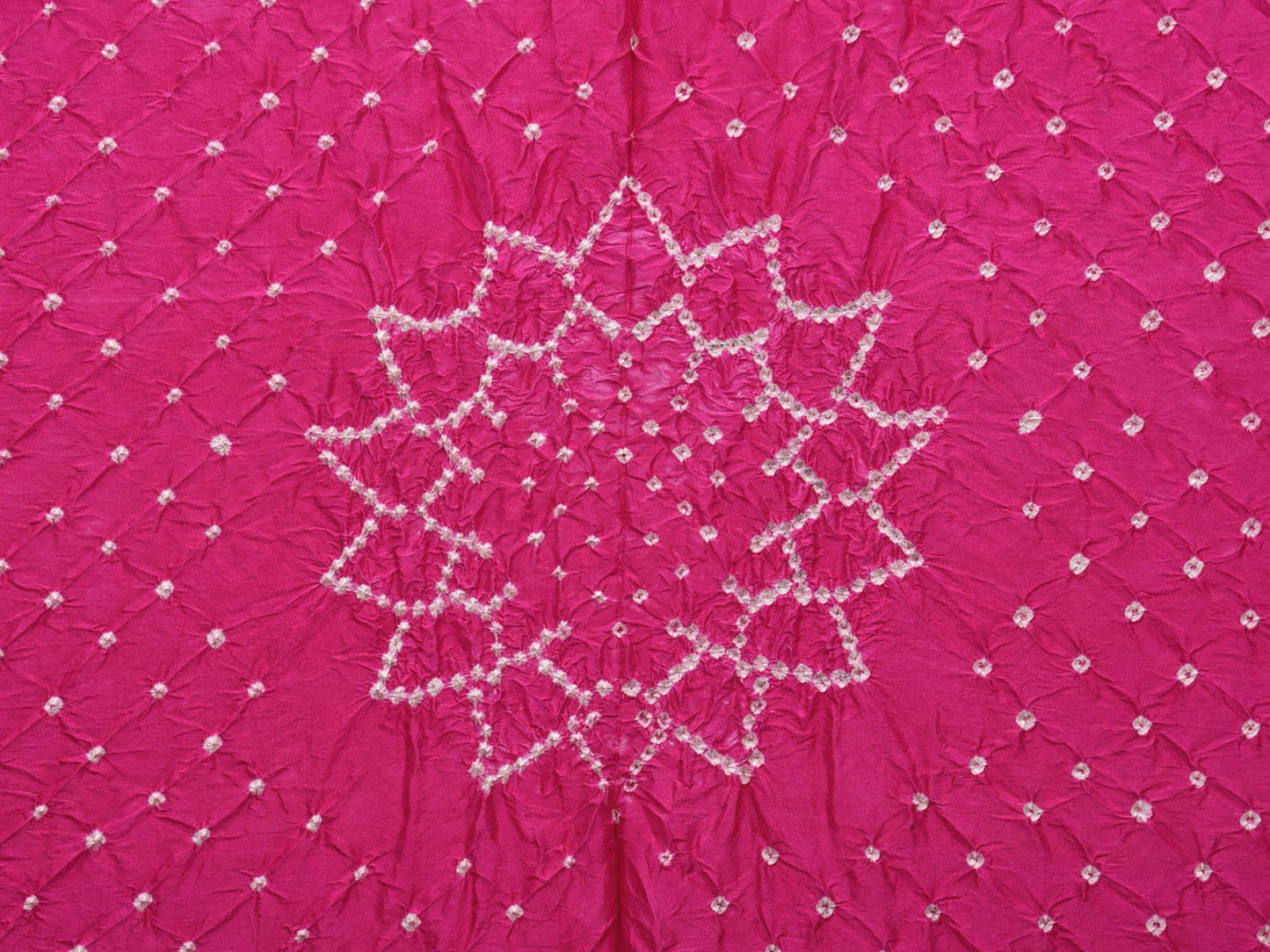 Pink and Red Bandhani Kanchipuram Silk Handloom Dupatta with Border and Chakra Design ds3013