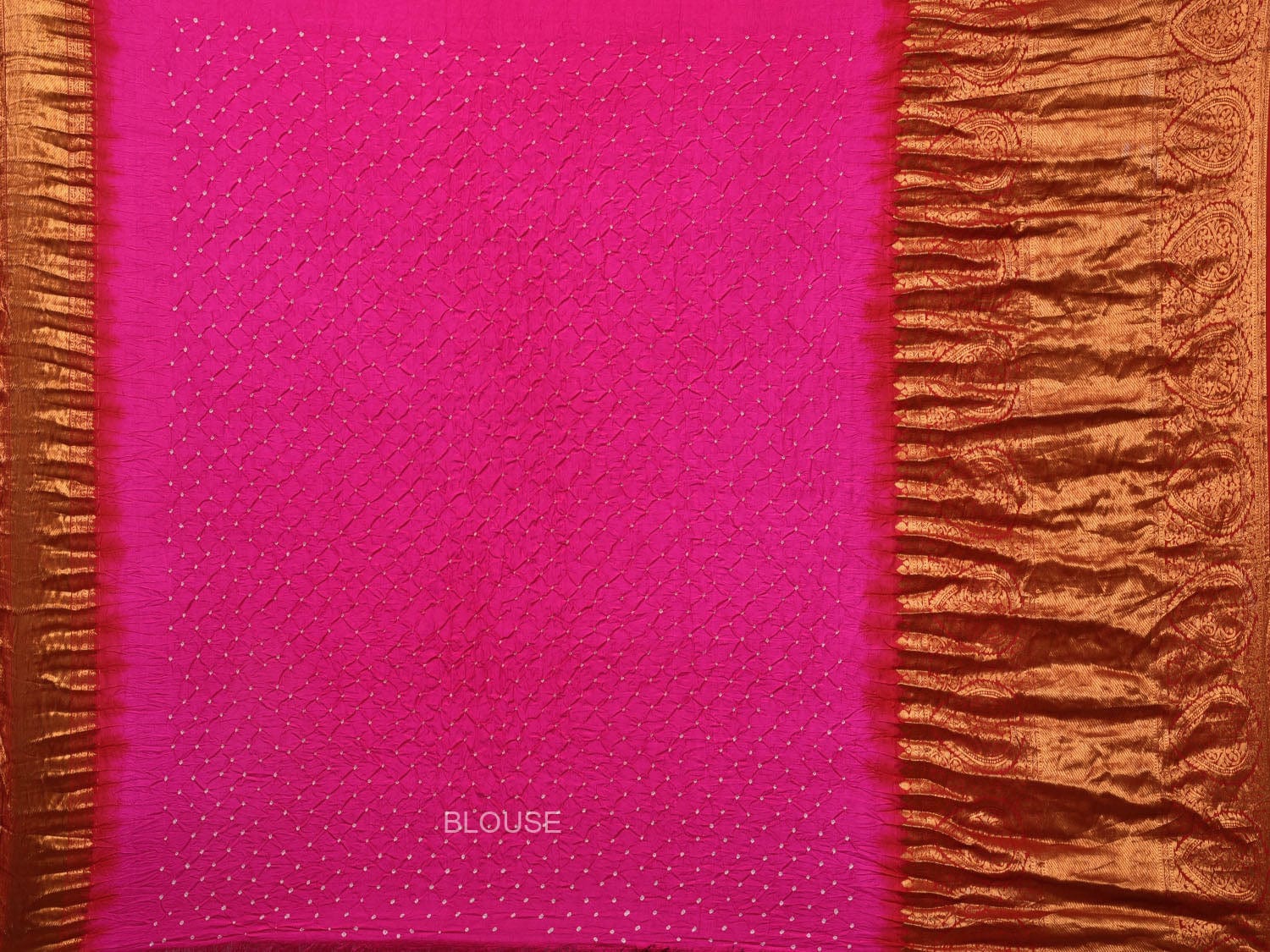 Pink and Red Bandhani Kanchipuram Silk Handloom Saree with Border Design bn0442