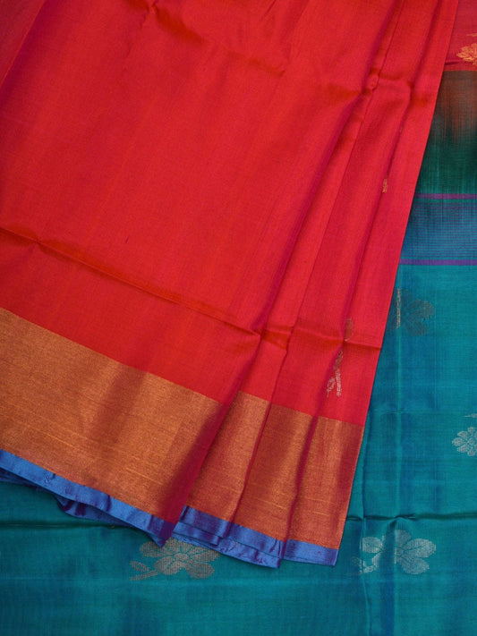 Pink and Teal Uppada Silk Handloom Saree with Body Buta Design u1832