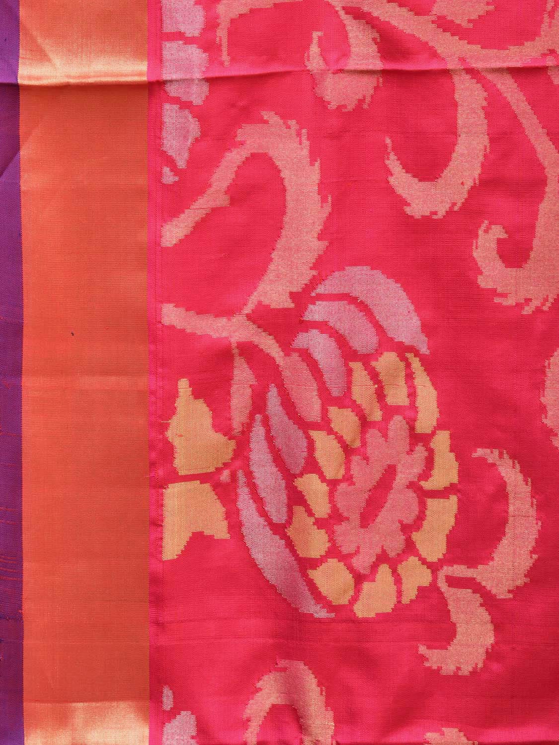 Pink and Violet Uppada Silk Handloom Saree with All Over Design u2048