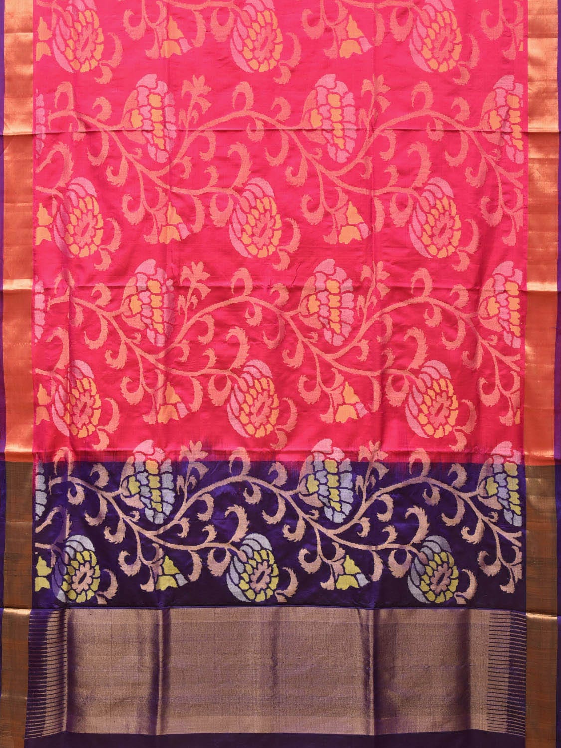 Pink and Violet Uppada Silk Handloom Saree with All Over Design u2048