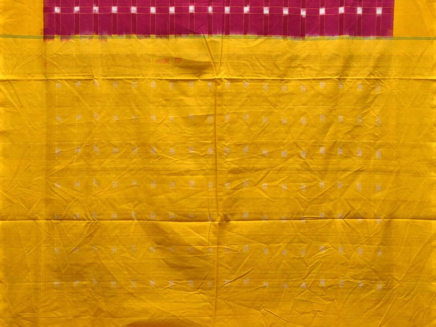 Pink and Yellow Pochampally Ikat Cotton Handloom Saree with Checks Design i0603