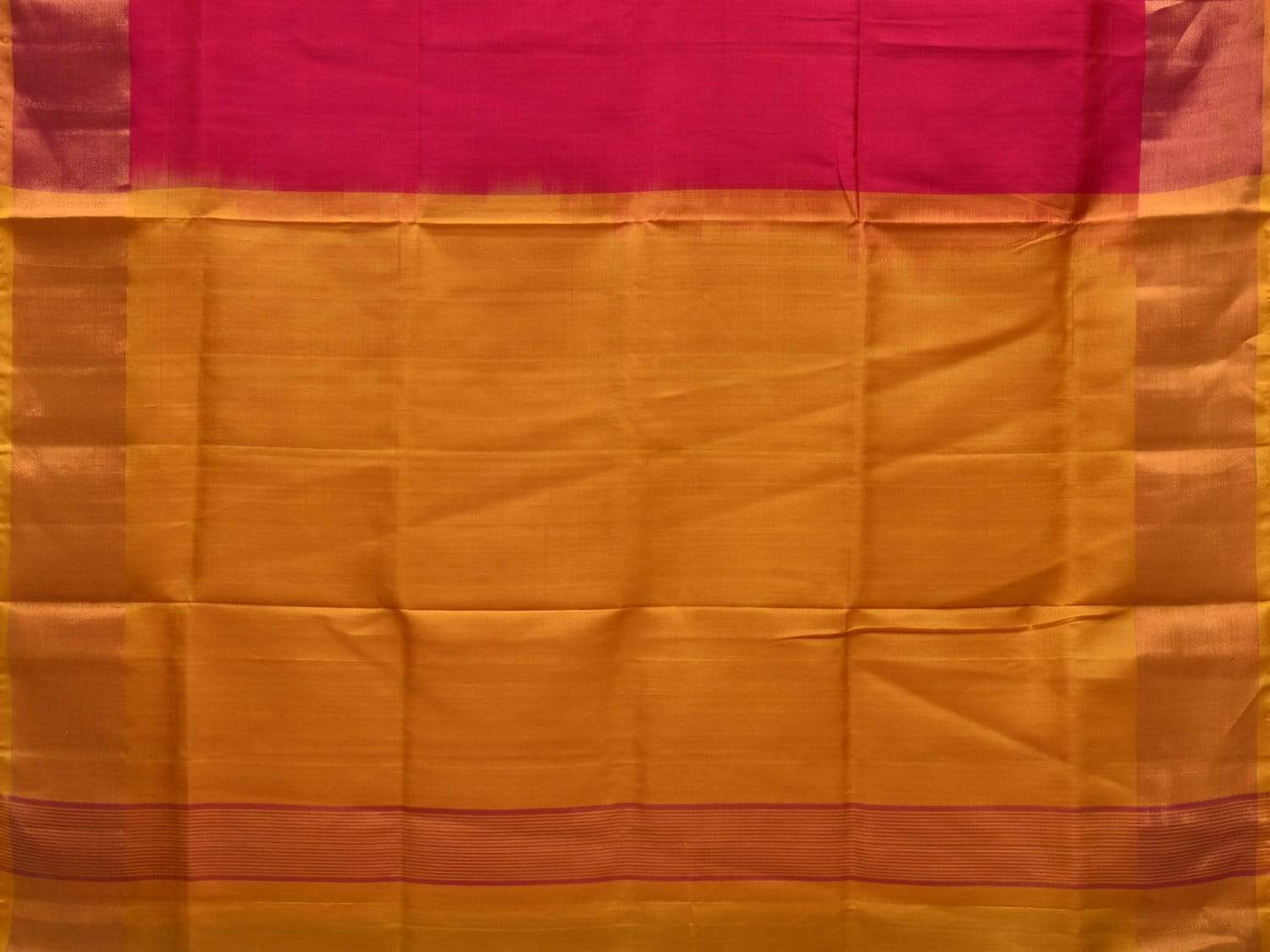 Pink and Yellow Uppada Silk Handloom Plain Saree with Contrast Pallu Design u1802