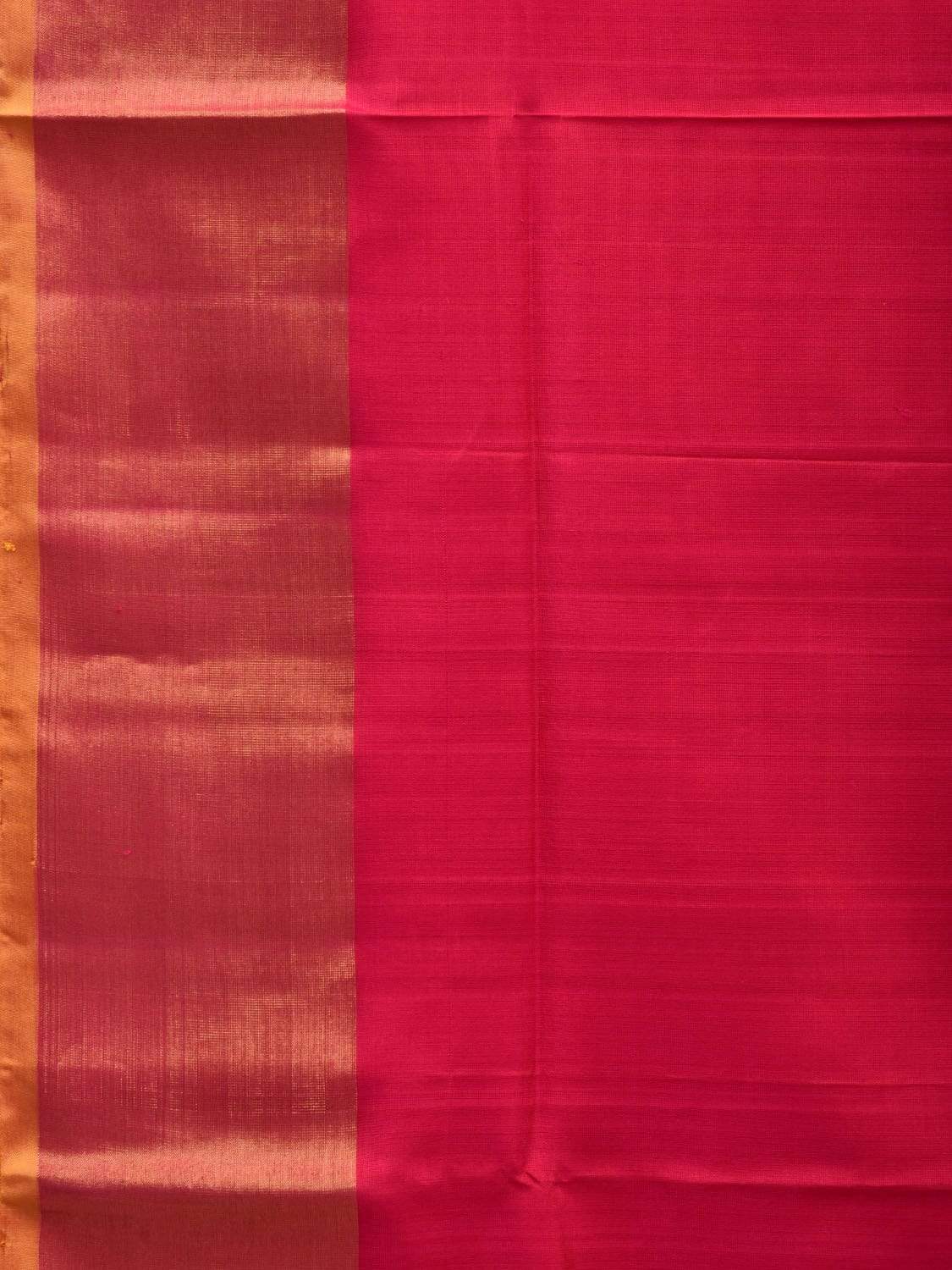 Pink and Yellow Uppada Silk Handloom Plain Saree with Contrast Pallu Design u1802