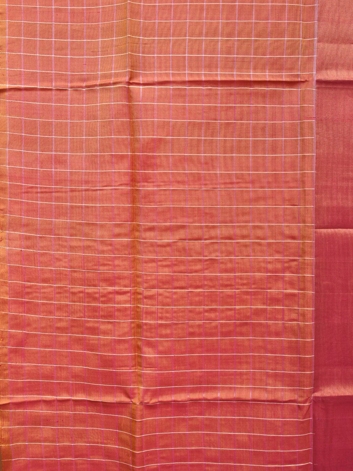 Pink and Yellow Uppada Silk Handloom Saree with Body Buta and Checks Border Design u2118