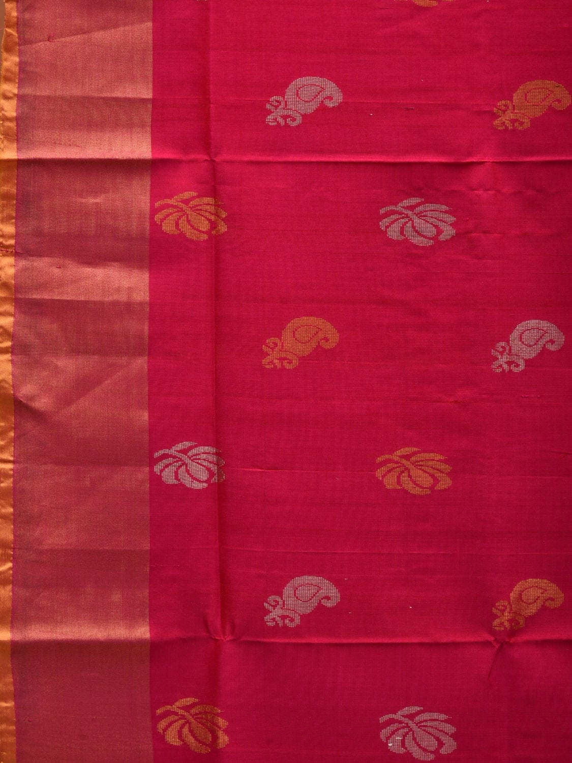 Pink and Yellow Uppada Silk Handloom Saree with Body Buta Design u1829