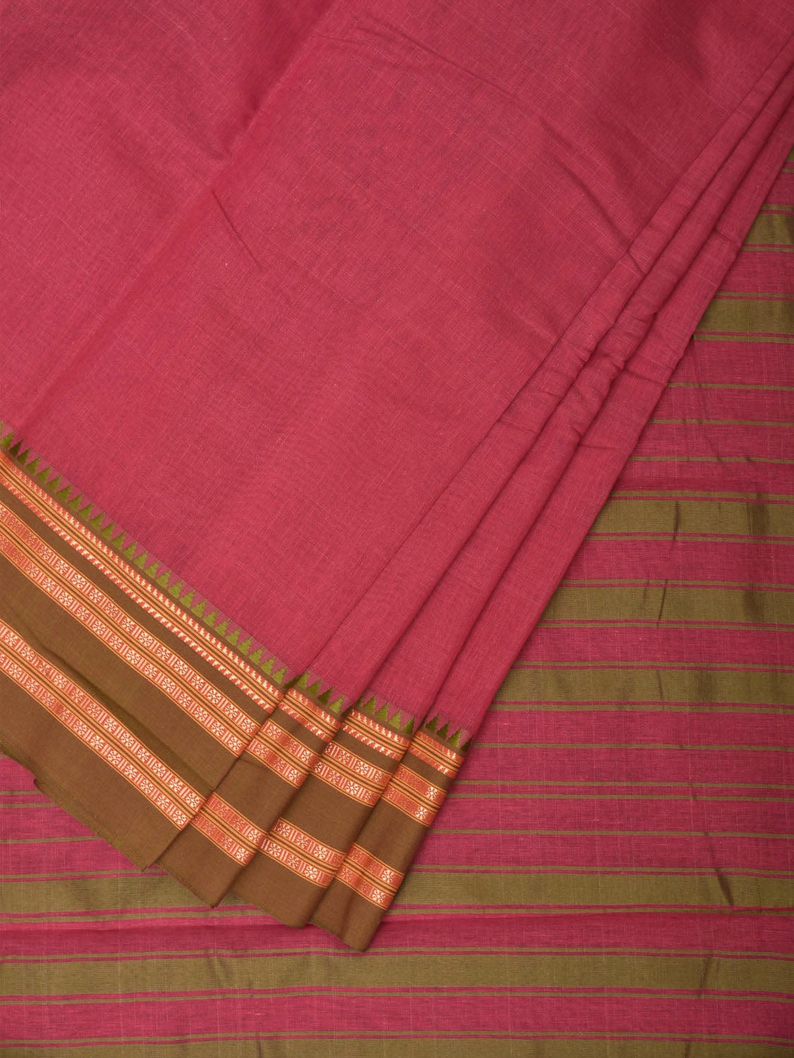 Pink Bamboo Cotton Plain Saree with Border Design bc0082