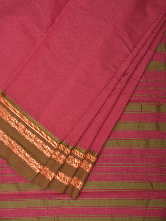 Pink Bamboo Cotton Plain Saree with Border Design bc0082