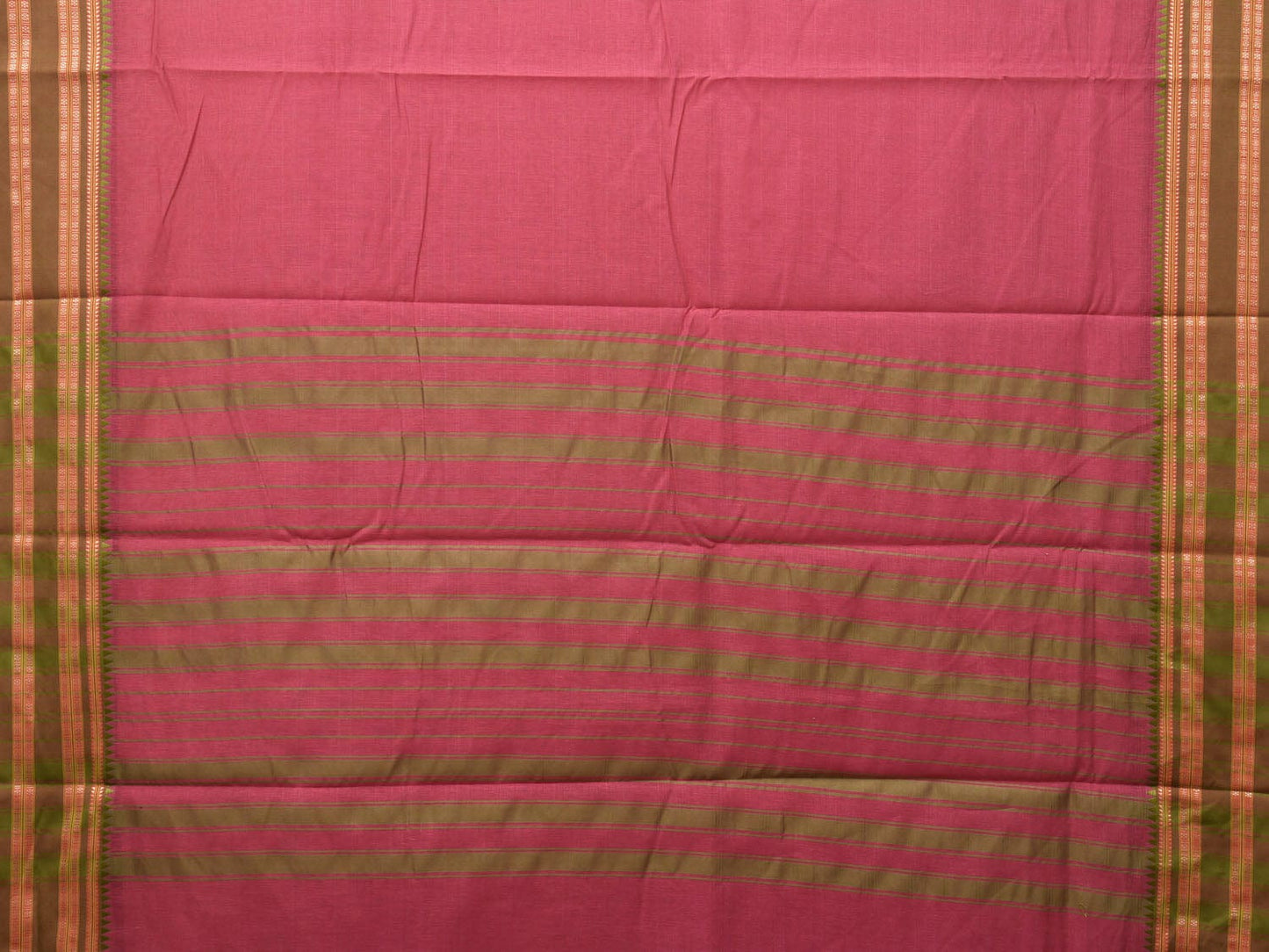 Pink Bamboo Cotton Plain Saree with Border Design bc0082