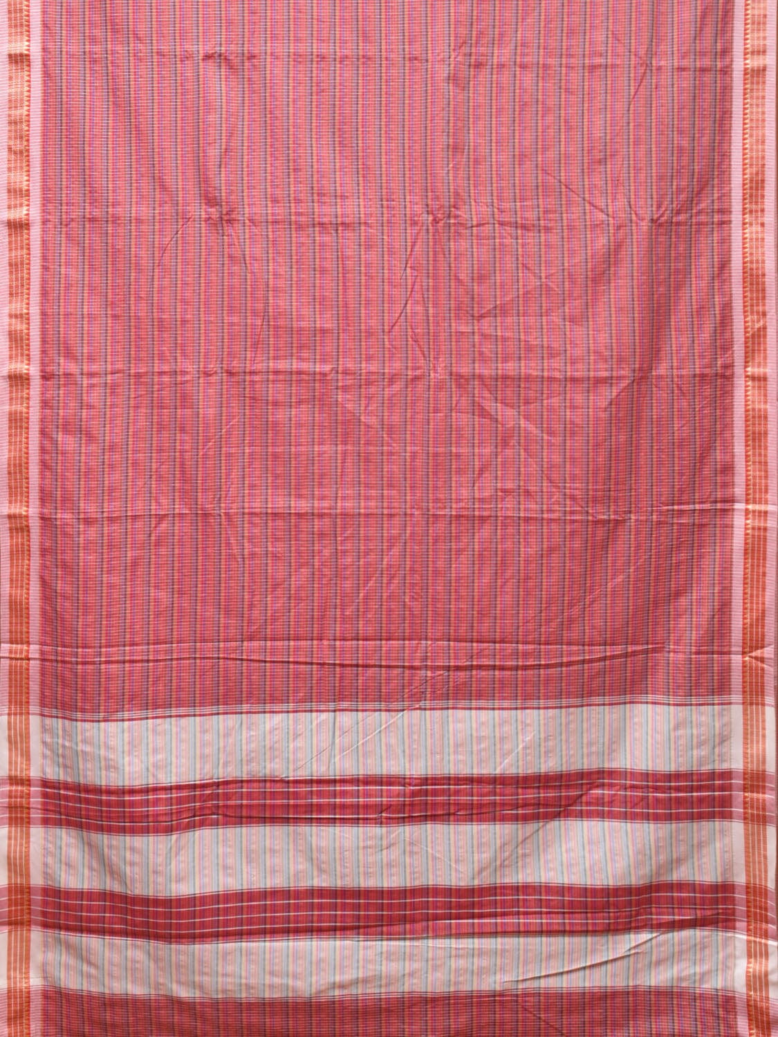 Pink Bamboo Cotton Plain Saree with Checks Design No Blouse bc0206