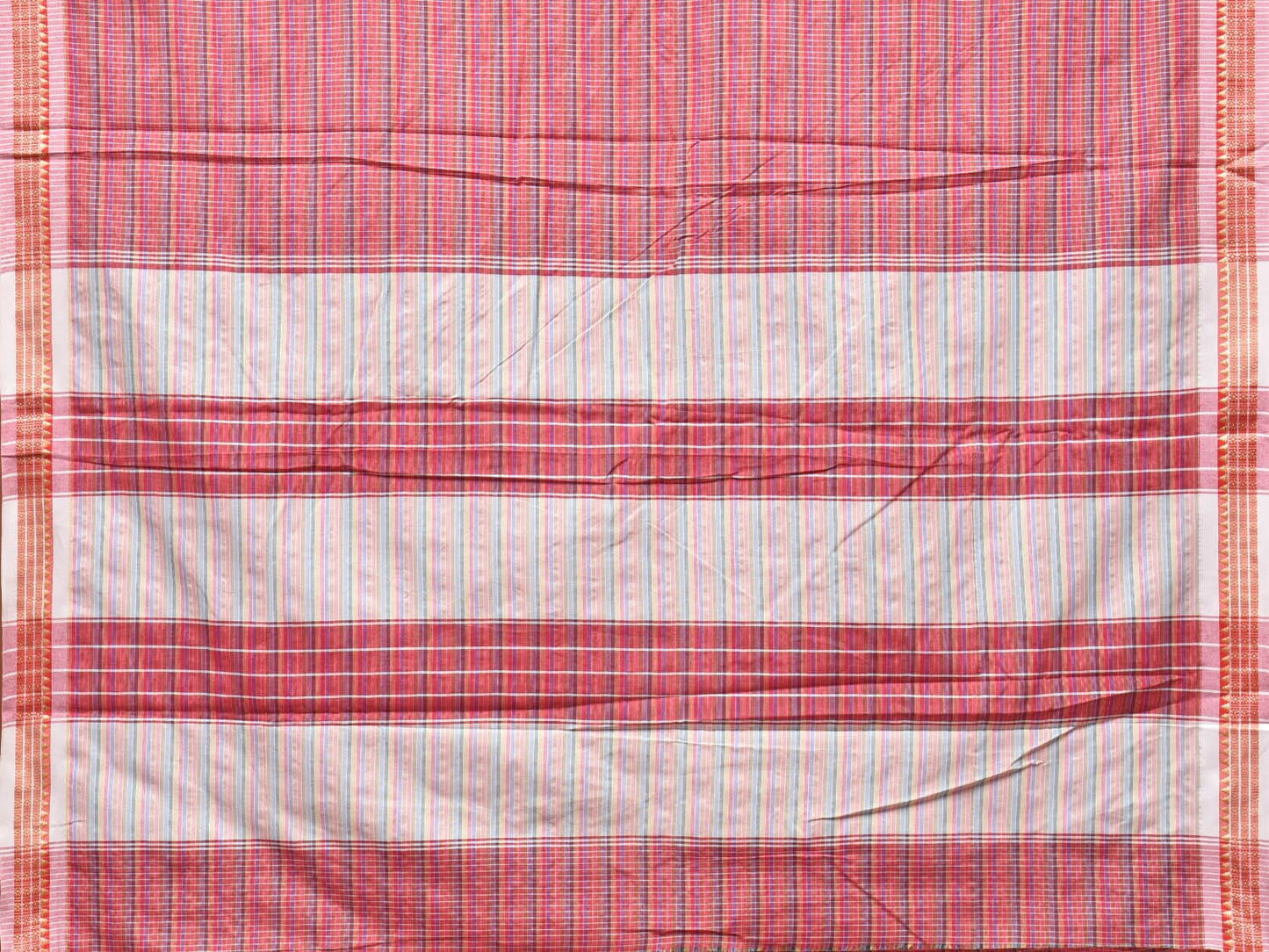 Pink Bamboo Cotton Plain Saree with Checks Design No Blouse bc0206