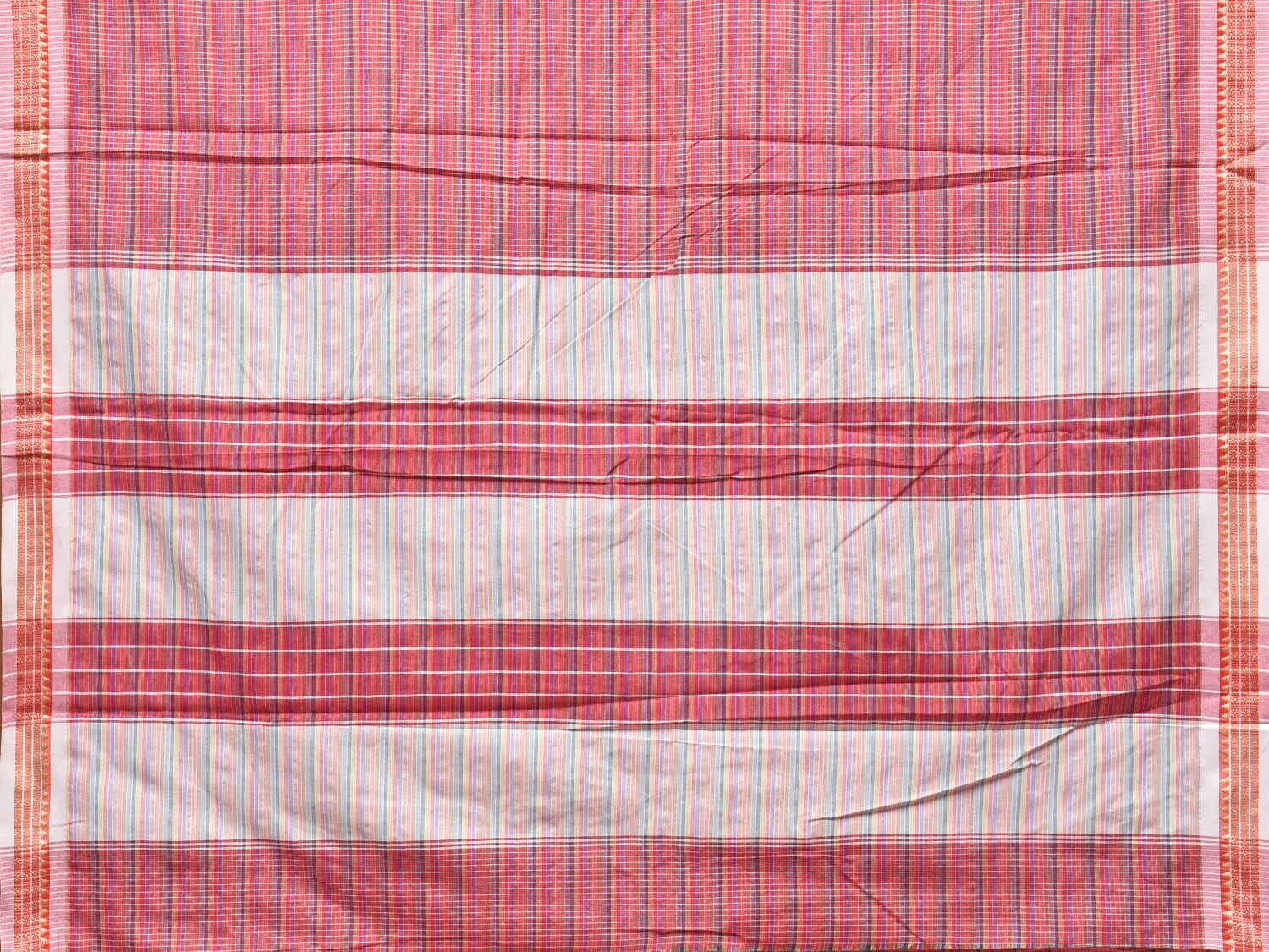 Pink Bamboo Cotton Plain Saree with Checks Design No Blouse bc0206