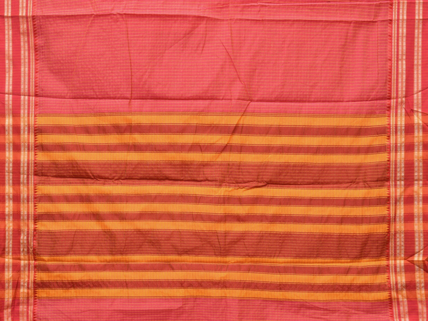 Pink Bamboo Cotton Saree with Checks Design No Blouse bc0160