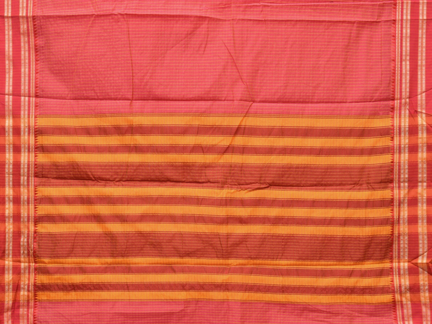 Pink Bamboo Cotton Saree with Checks Design No Blouse bc0160