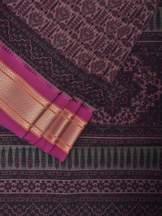 Pink Bamboo Cotton Saree with Digital Print Design bc0761