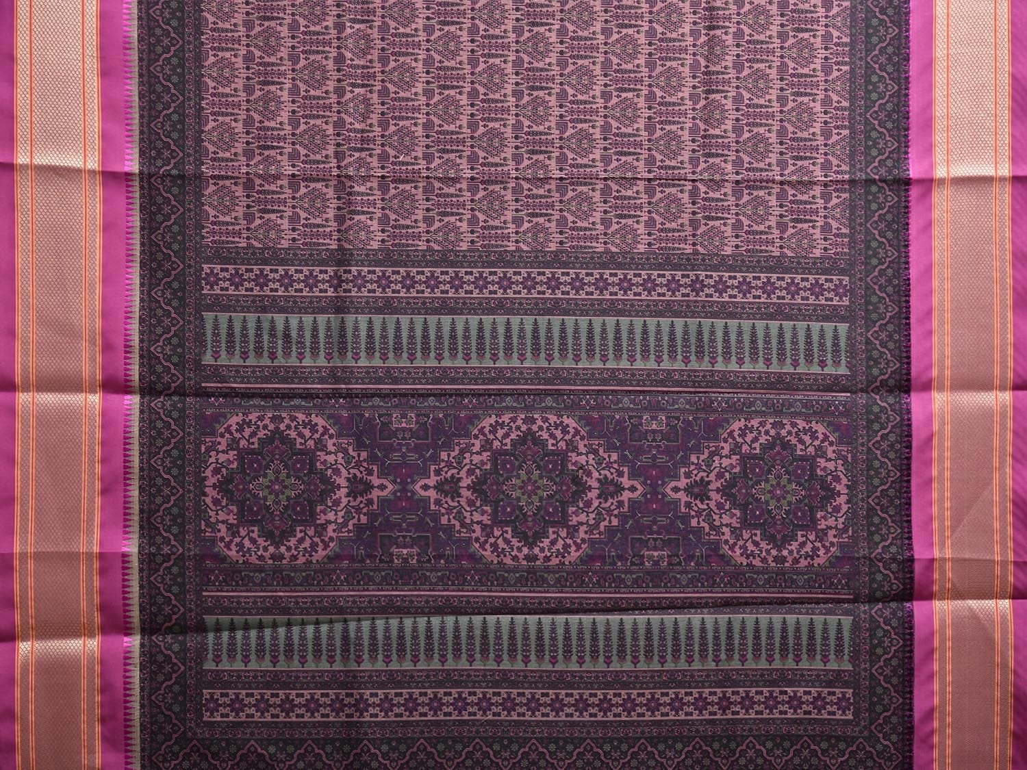 Pink Bamboo Cotton Saree with Digital Print Design bc0761