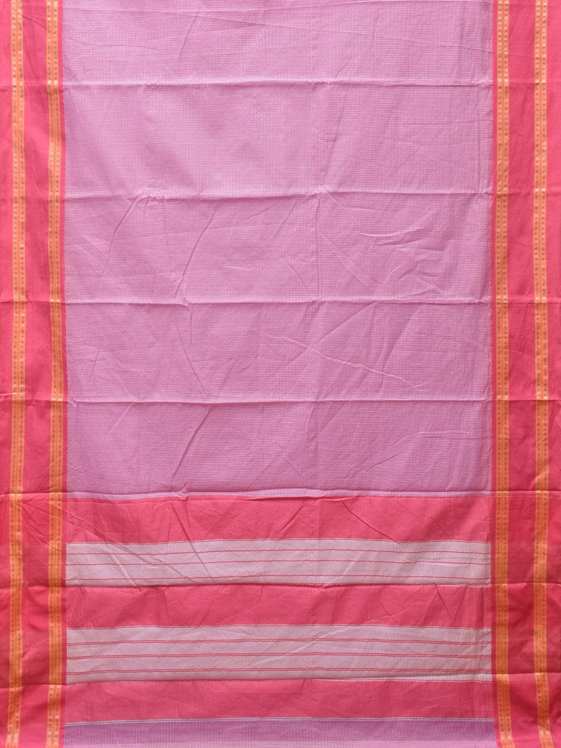 Pink Bamboo Cotton Saree with Small Checks Design No Blouse bc0231