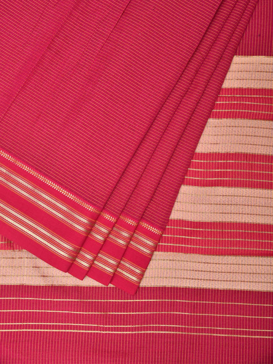 Pink Bamboo Cotton Saree with Strips Design No Blouse bc0182