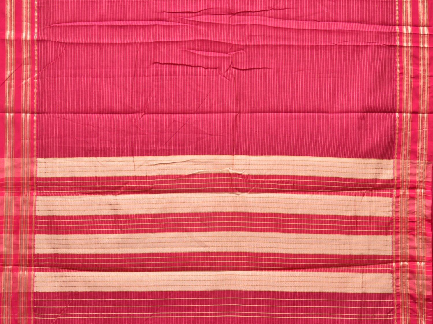 Pink Bamboo Cotton Saree with Strips Design No Blouse bc0182