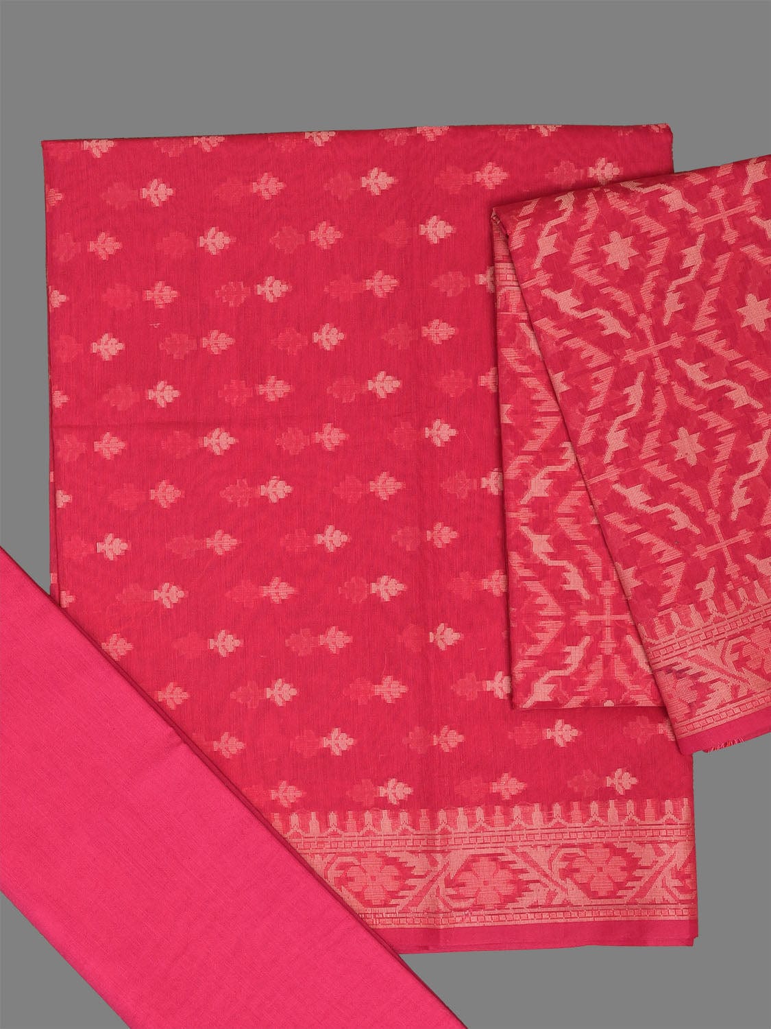 Pink Banaras Cotton Viscose Dress Material with Dupatta, Top and Plain Bottom Design dm0068