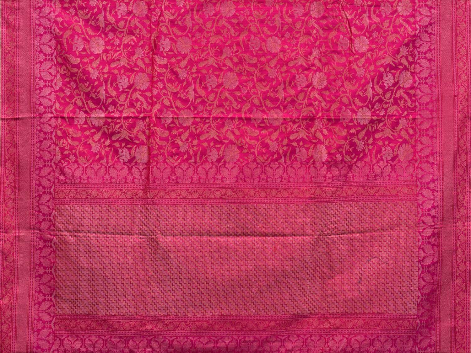 Pink Banaras Silk Handloom Saree with All Over Cut Work Design b0292