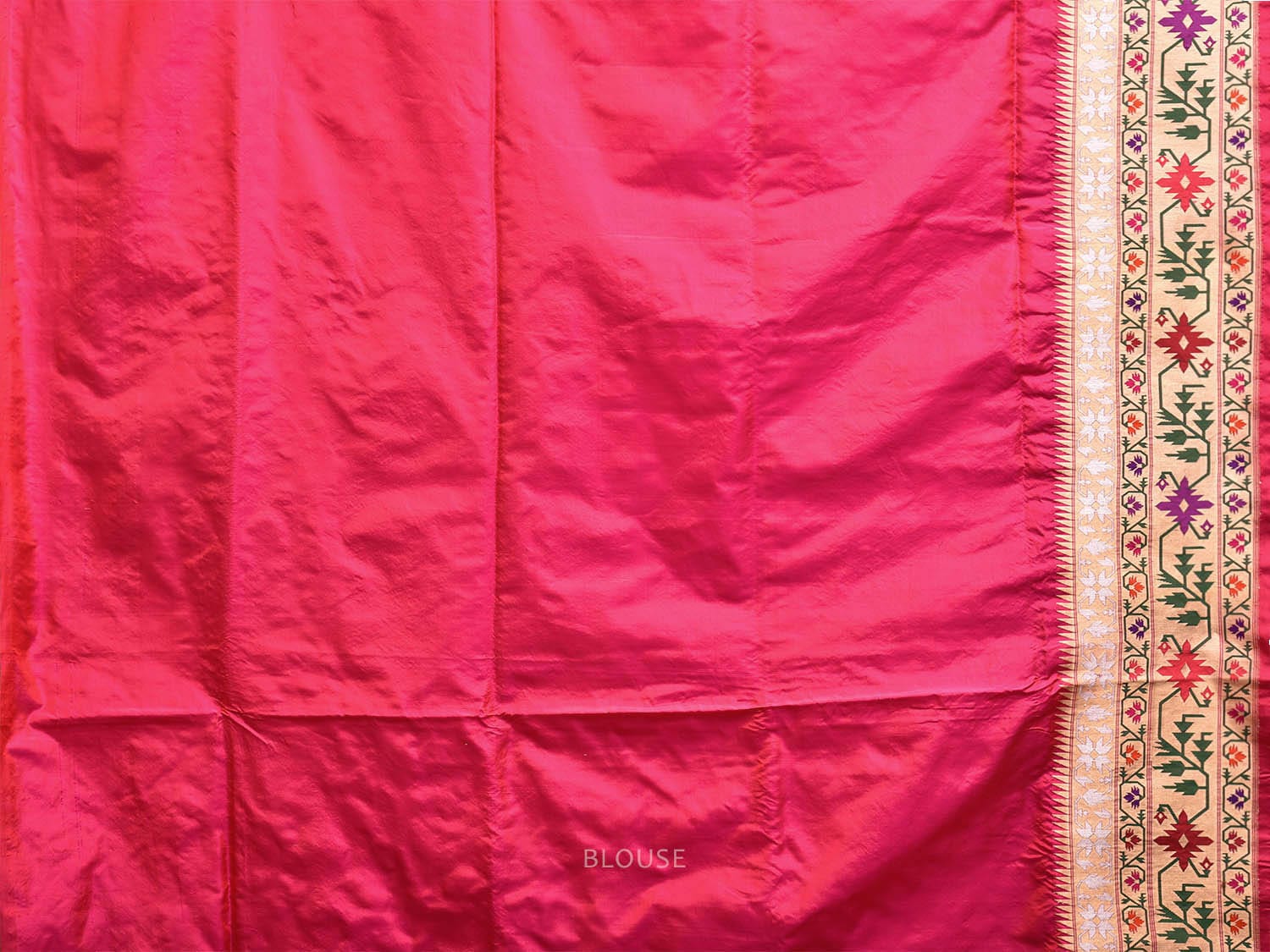 Pink Banaras Silk Saree with All Over Brocade and Paithani Akrithi Border Design b0296