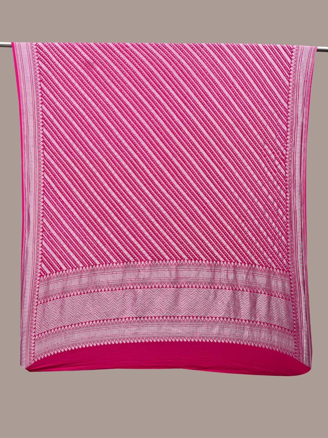 Pink Bandhani Banaras Georgette Dupatta with Diagonal Strips Design ds2449