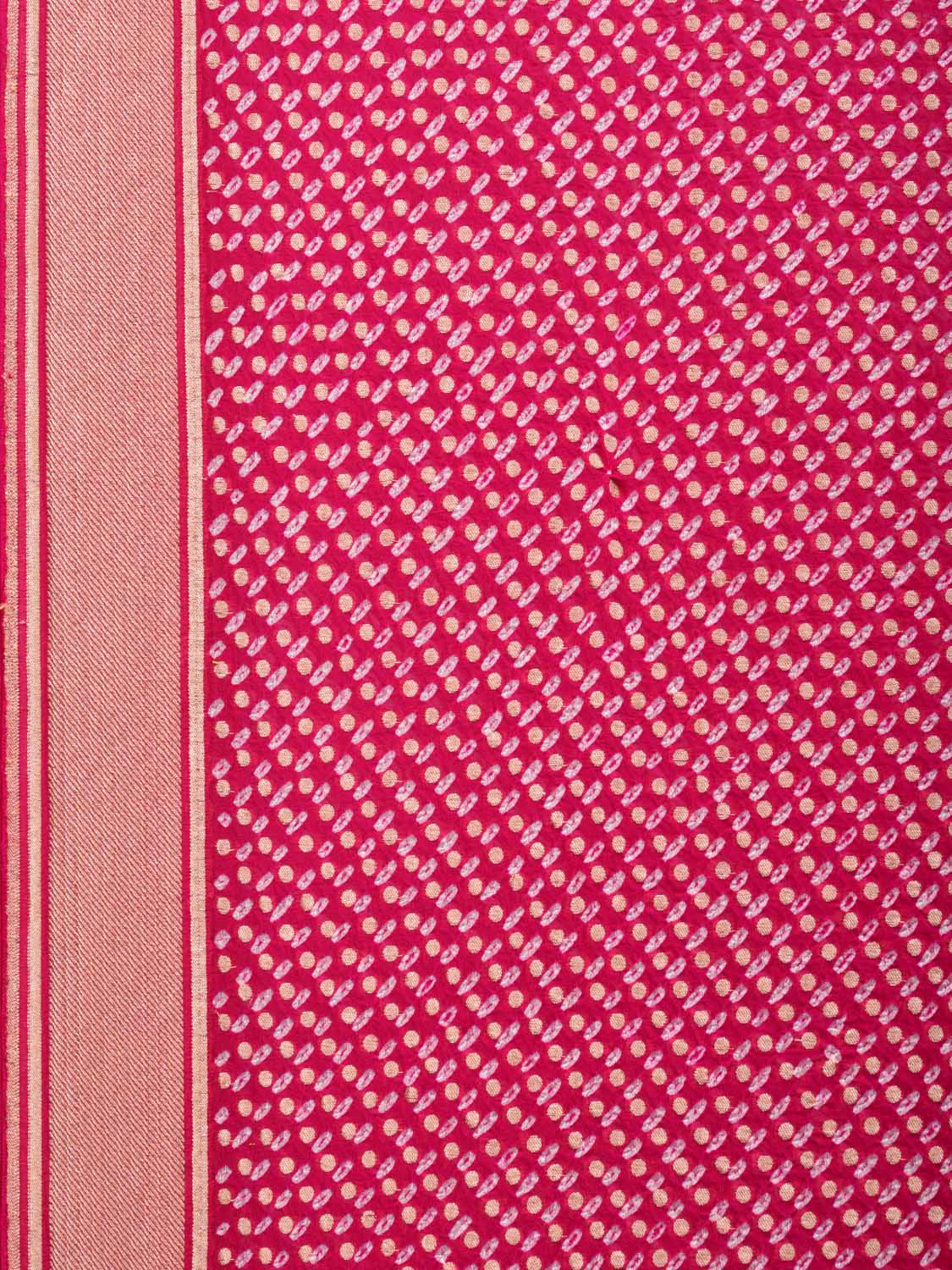 Pink Bandhani Banaras Georgette Saree with Small Body Polka Dots Design bn0259