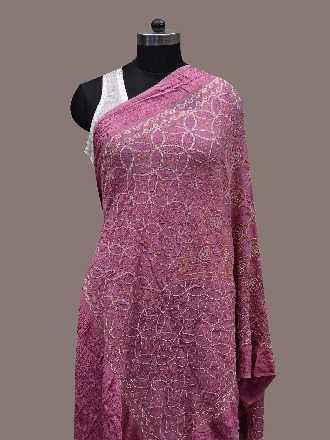 Pink Bandhani Cotton Handloom Dupatta with Intricate Design ds2507