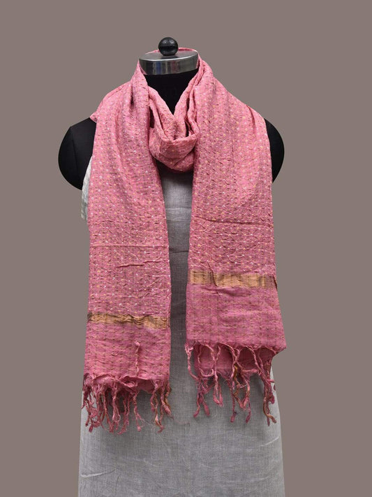 Pink Bandhani Cotton Handloom Dupatta with Zari Checks Design ds2501
