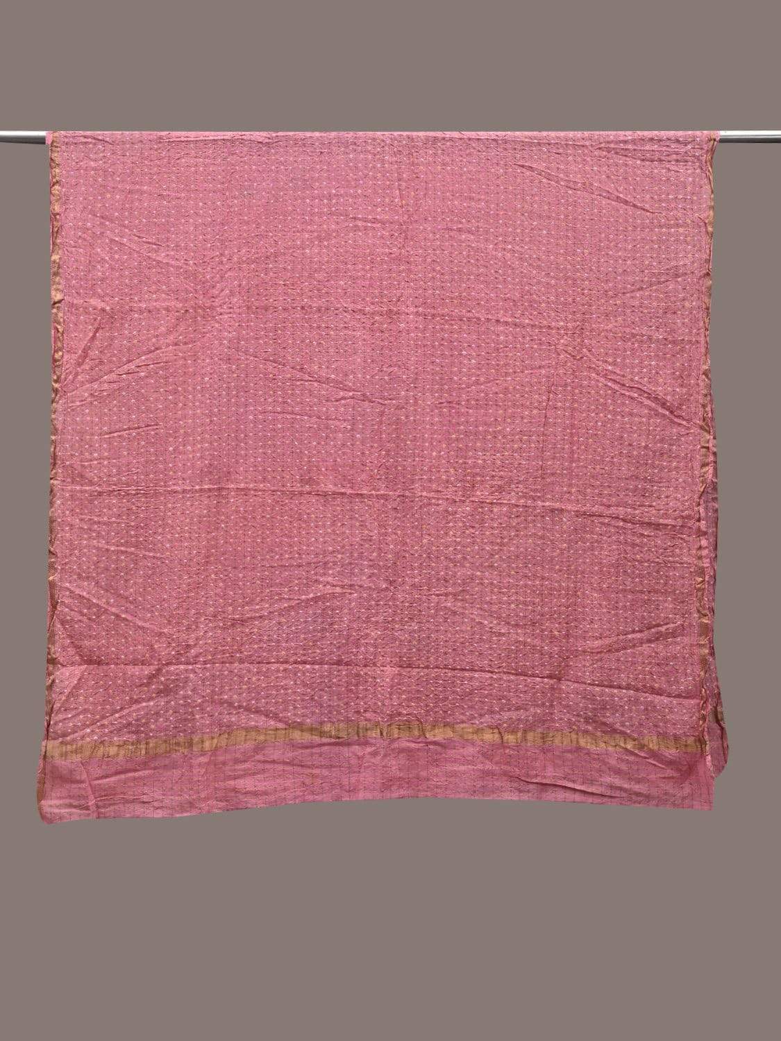 Pink Bandhani Cotton Handloom Dupatta with Zari Checks Design ds2501