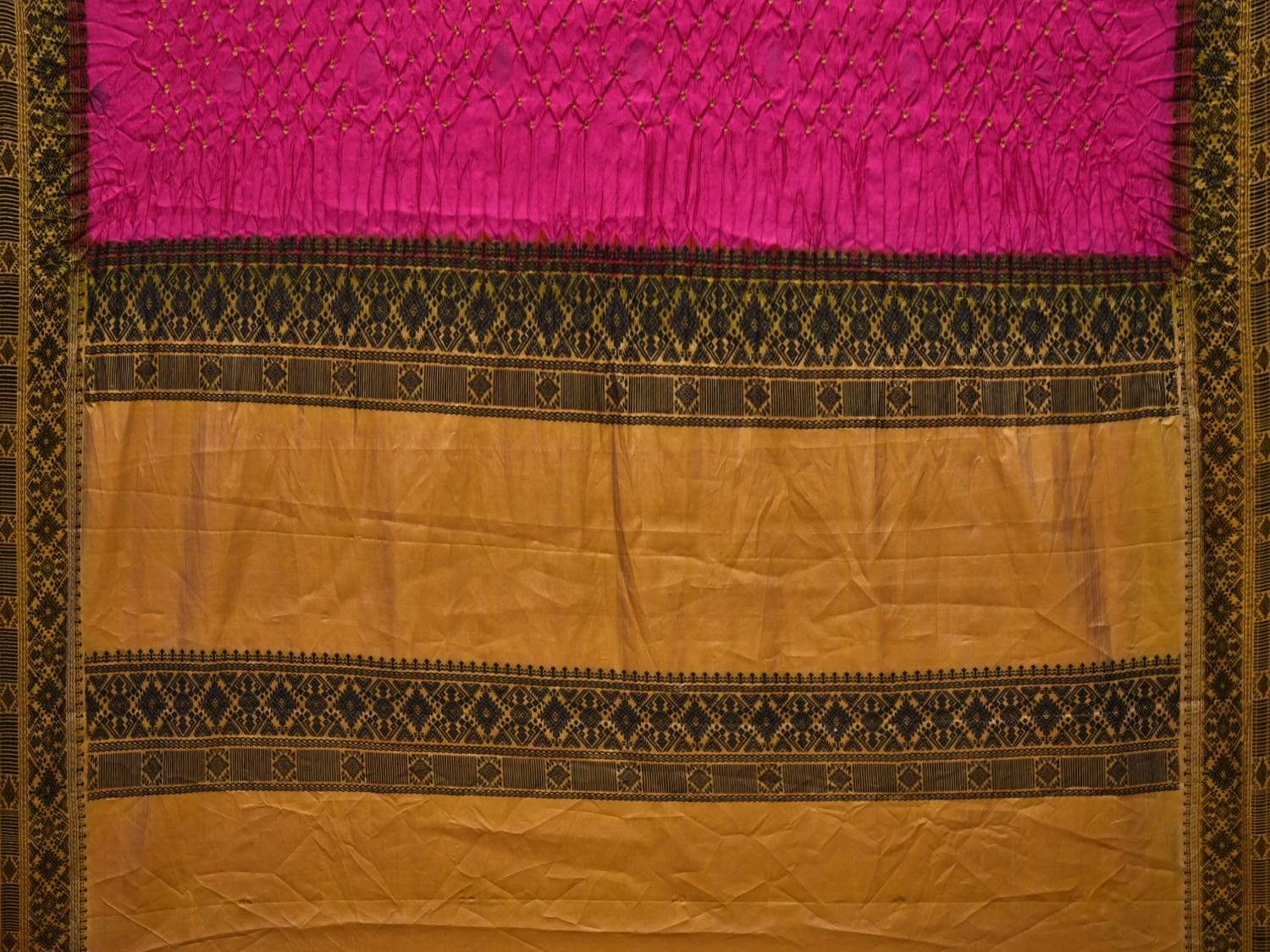 Pink Bandhani Gadwal Tussar Handloom Saree with Border Design bn0164