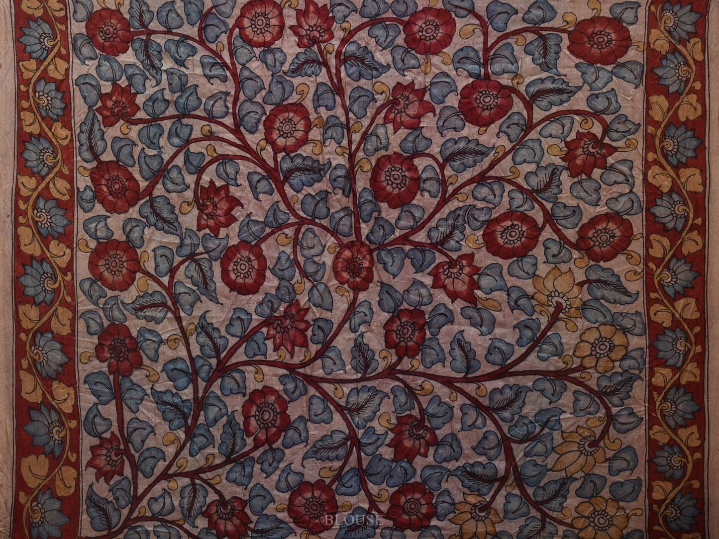 Pink Bandhani Kalamkari Hand Painted Tussar Handloom Saree with Pallu and Border Design bn0322