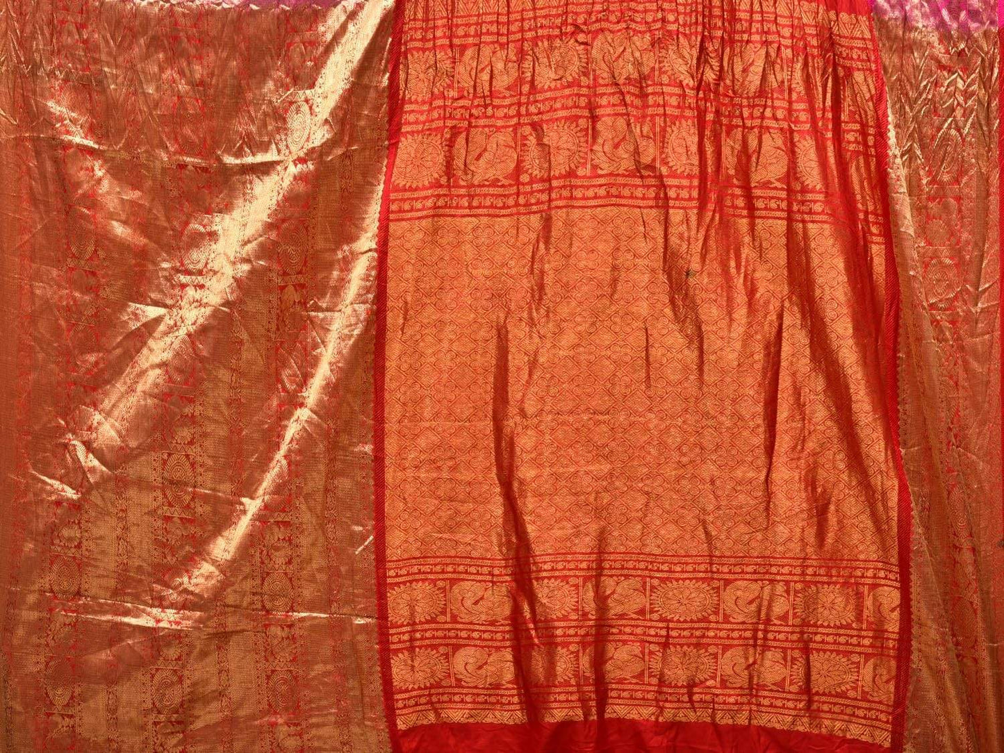 Pink Bandhani Kanchipuram Silk Handloom Saree with Big Border Design bn0276