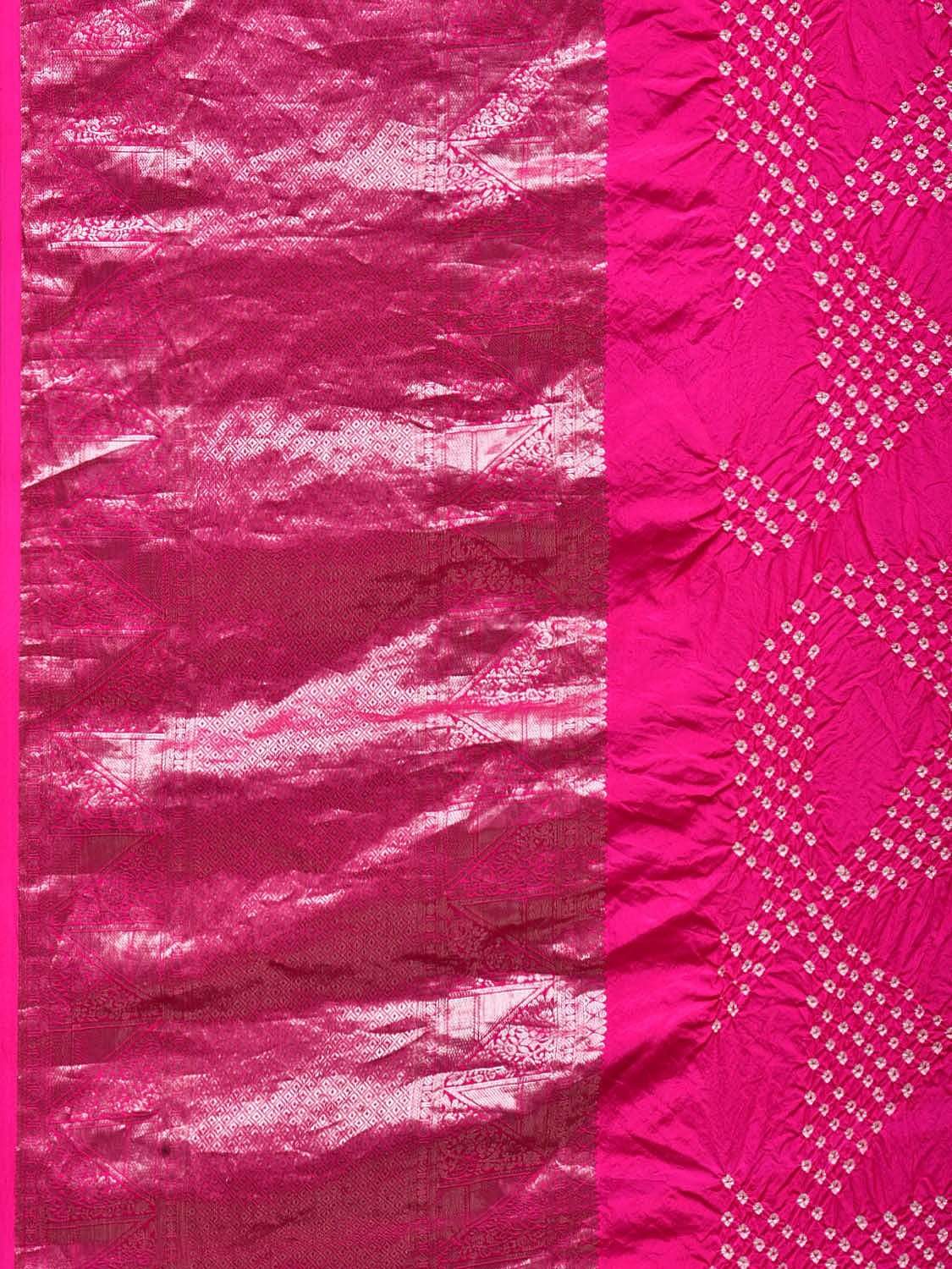 Pink Bandhani Kanchipuram Silk Handloom Saree with Border and Pallu Design bn0231