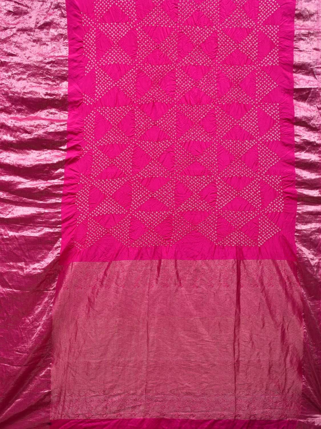 Pink Bandhani Kanchipuram Silk Handloom Saree with Border and Pallu Design bn0231