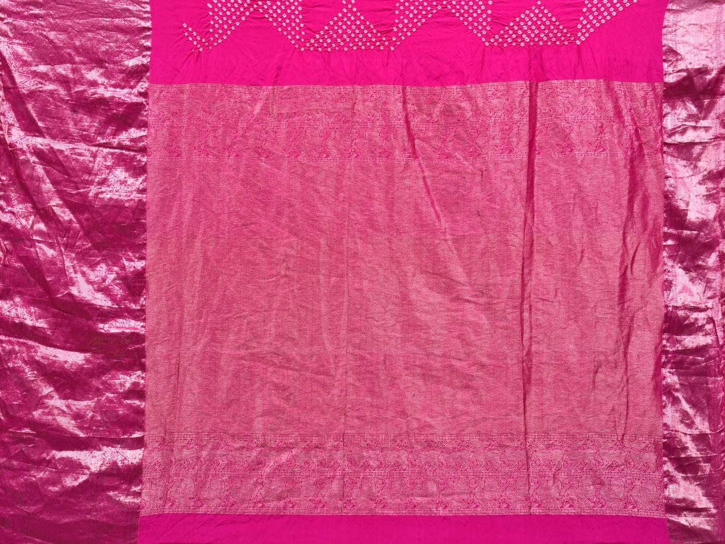Pink Bandhani Kanchipuram Silk Handloom Saree with Border and Pallu Design bn0231
