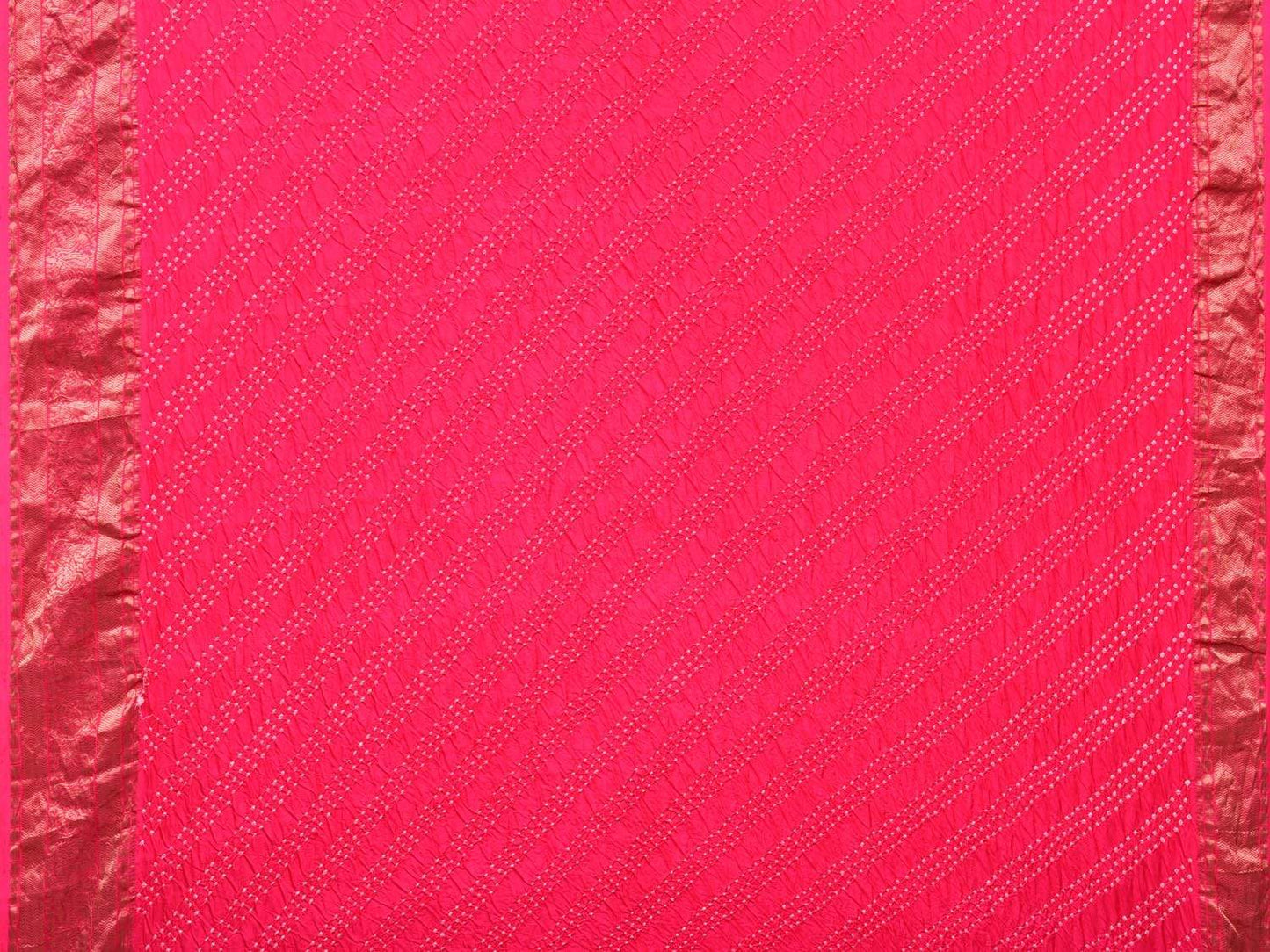 Pink Bandhani Kanchipuram Silk Handloom Saree with Diagonal Design bn0187