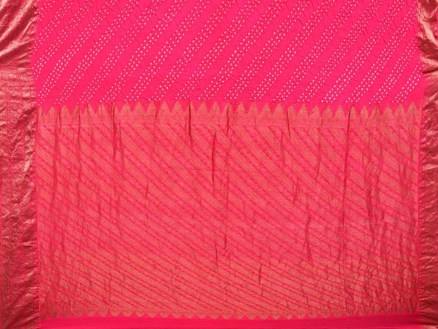 Pink Bandhani Kanchipuram Silk Handloom Saree with Diagonal Design bn0187