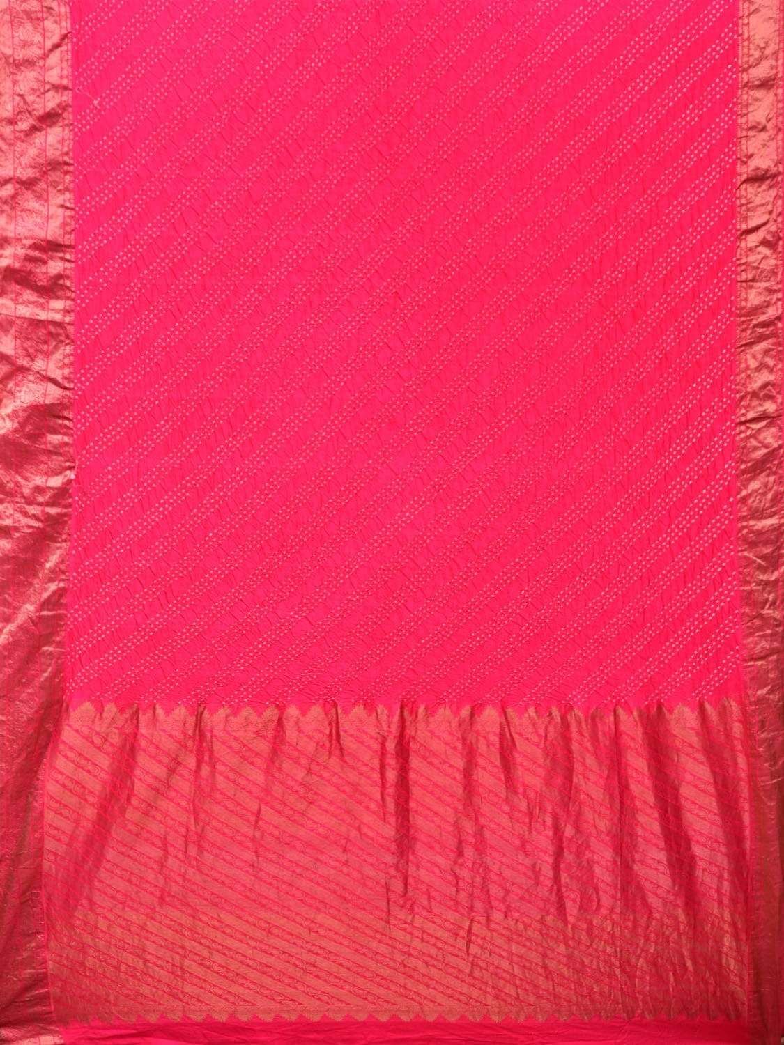 Pink Bandhani Kanchipuram Silk Handloom Saree with Diagonal Design bn0187