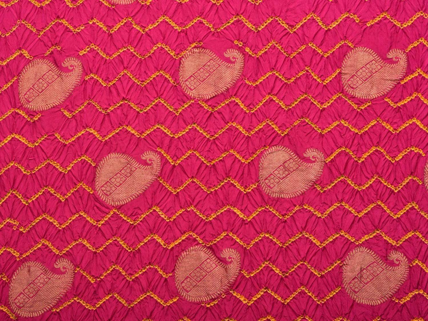 Pink Bandhani Kanchipuram Silk Handloom Saree with Mango Body Buta and Pallu Design bn0227