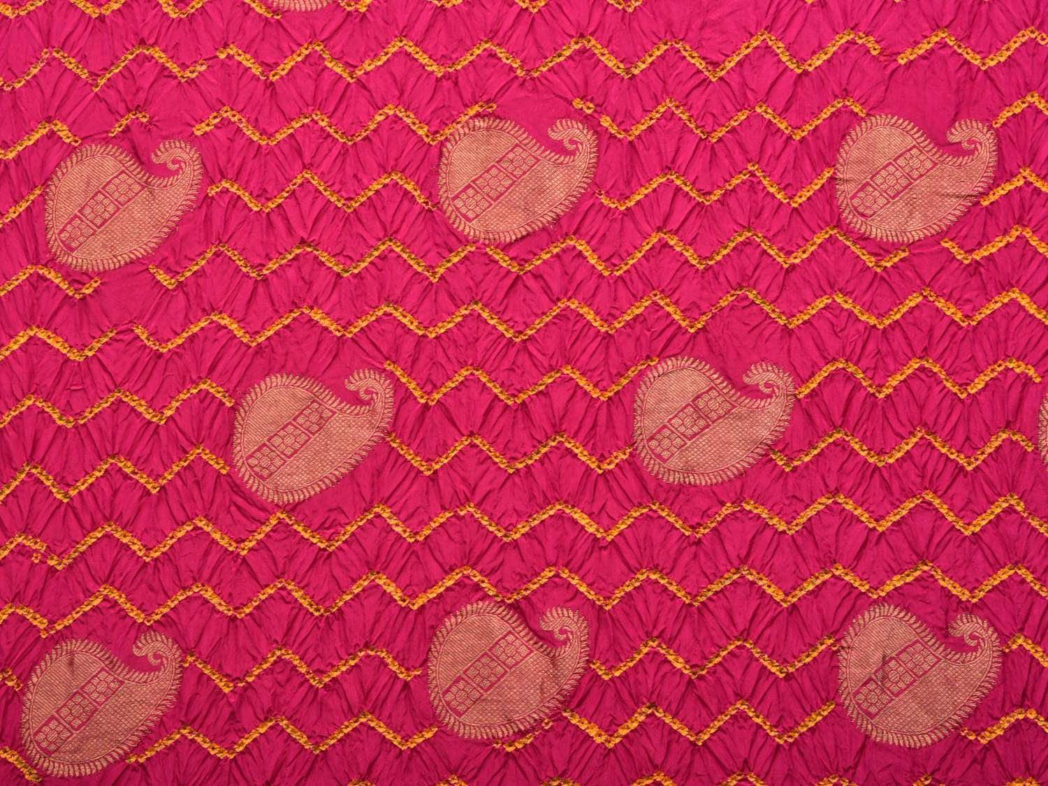 Pink Bandhani Kanchipuram Silk Handloom Saree with Mango Body Buta and Pallu Design bn0227